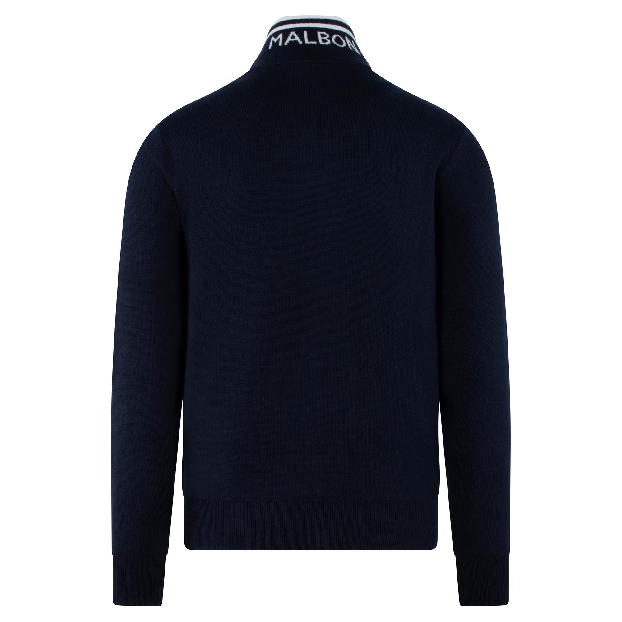 Malbon Golf Cooper Bucket Sorrel Knit Quarter Zip Sweater Navy